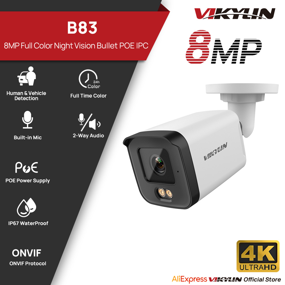 Home Security Lights Outdoors - Kamera IP VIKYLIN 8MP HD PoE,