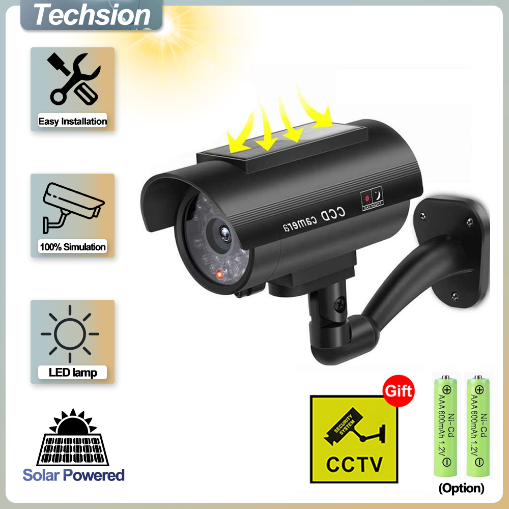 Home Security Lights Outdoors - Panel słoneczny Dummy kamera monitorująca,Zewnętrzna fałszywa