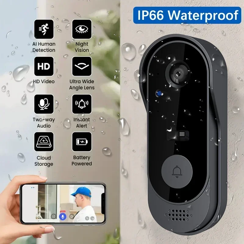 Home Security Video Systems - Wideo HD Bezprzewodowy Wodoodporny Dzwonek do