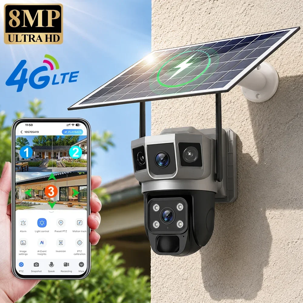 Home Security Installation - Kamera V380 4K z trzema ekranami,