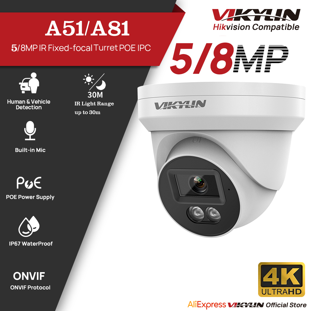 Home Security Lights Outdoors - Kamera IP VIKYLIN 5/8MP HD PoE