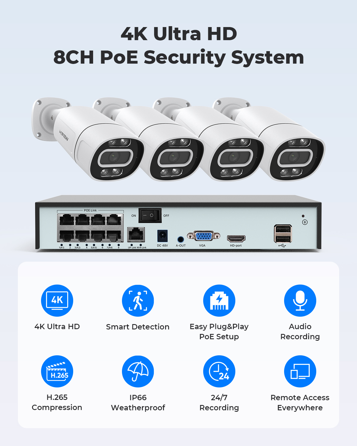 H.View 4K 5Mp 8Mp Poe CCTV Sys – Home Security Installation recenzja i cena